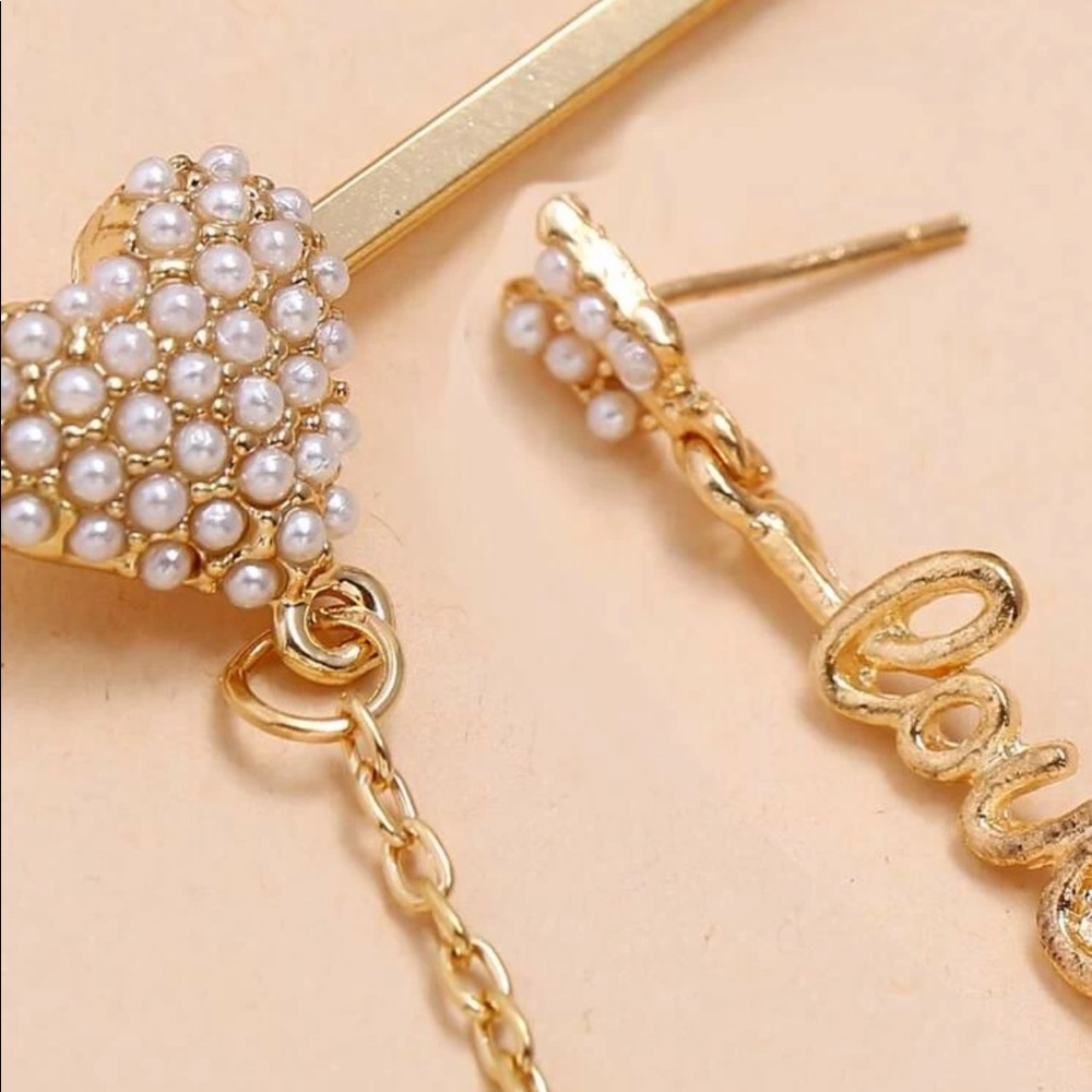 Heart Pearl Earring + Hair Pin - Picture 3 of 4
